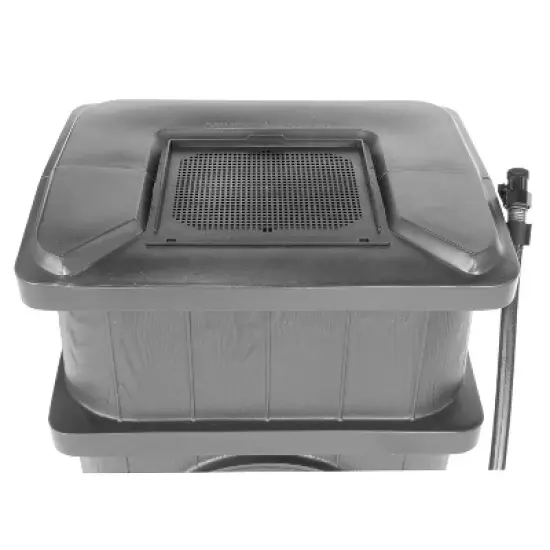 FCMP Outdoor WG4000-GRY Wood Grain Rain Barrel with Flat Back for Environmentally Friendly Watering of Outdoor Plants, Gardens, and Landscapes, Gray image {5}