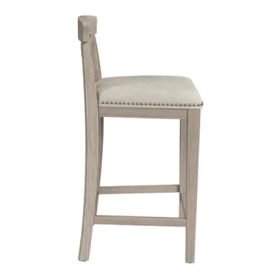 Set of 2 26" Bayview NonSwivel Counter Height Barstool White/Silver - Hillsdale Furniture image {3}