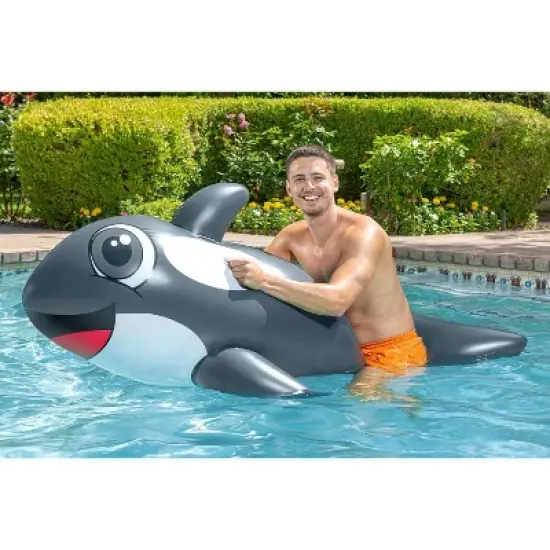 Poolmaster Jumbo Whale Rider Inflatable Swimming Pool Float image {2}