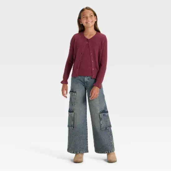 Girls' Open Work Fitted Cardigan - art class&trade; image {2}