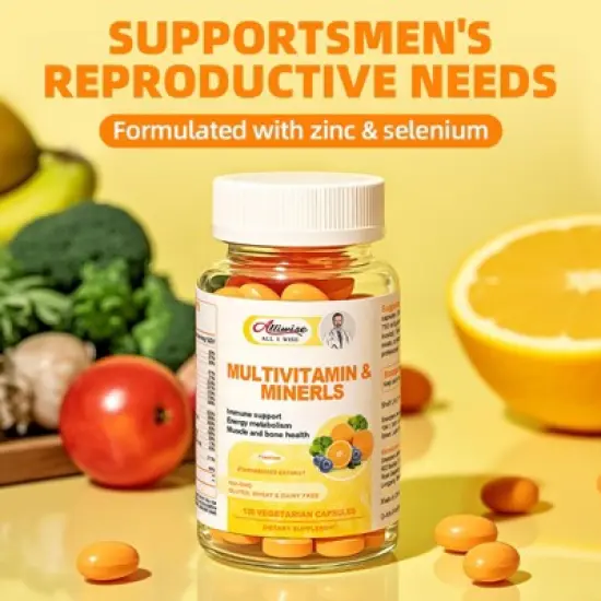 Alliwise Multivitamin & Minerals Capsules - Support Immunity & Energy, Healthy Hair & Skin - 120 Capsules image {4}