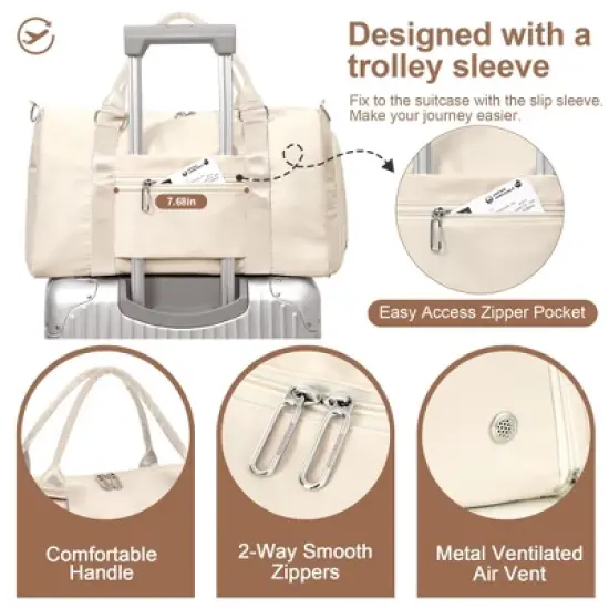 Womens Gym Tote Duffle Bag with Wet Pocket, Sports Duffel Overnight Weekender Hospital Workout Carry on Bag image {3}