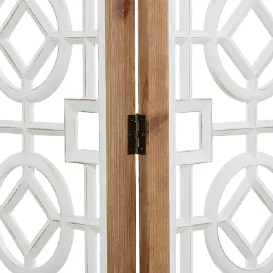 Farmhouse Wood Patterned Room Divider Screen White - Olivia & May image {5}