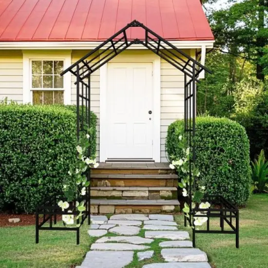 Chery Life Metal Garden Arch with Adjustable Width, Climbing Plants Support Rose Arch Outdoor Black image {6}