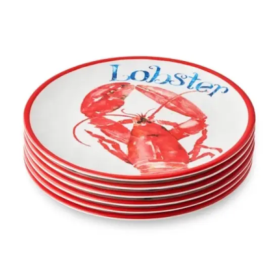 Certified International (Set of 6) 9" Beach House Lobster Melamine Salad Plates image {6}