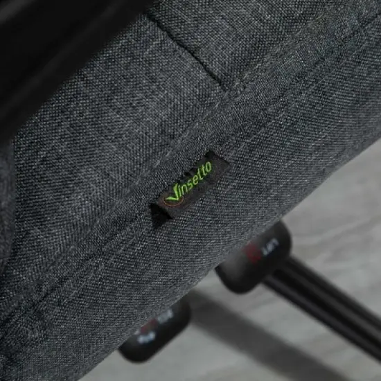 Vinsetto Executive Linen-Feel Fabric Office Chair High Back Swivel Task Chair with Adjustable Height Upholstered Retractable Footrest, Headrest and Padded Armrest image {6}