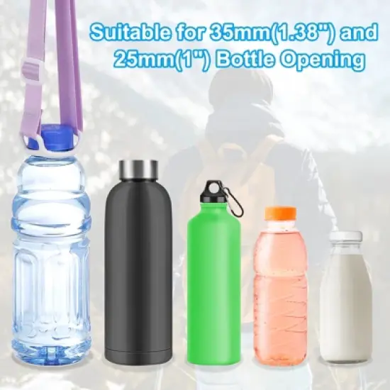 Unique Bargains Hiking Walking Outdoor Adjustable Shoulder Strap with Carrier Ring Water Bottle Lanyards 6 Pcs image {2}