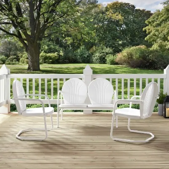 Griffith 3pc Outdoor Seating Set - White - Crosley image {4}