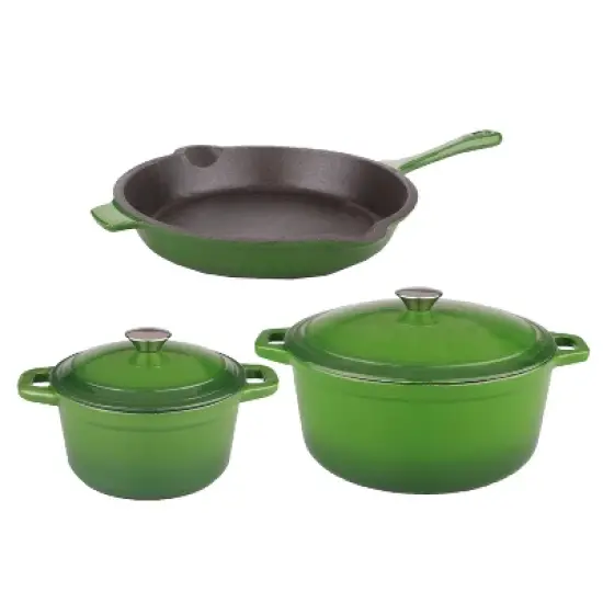 BergHOFF Neo 5Pc Cast Iron Cookware Set, 3Qt Covered Dutch Oven, 5Qt Covered Stock Pot, & 10" Fry Pan image {13}