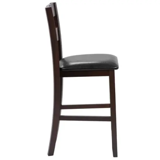 Costway 4-Pieces Bar Stools Counter Height Chairs w/ PU Leather Seat Espresso image {9}