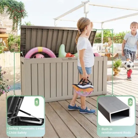 Sersper 80 Gallon Resin Outdoor Storage Box with Handles, Light Gray - For Patio Furniture Cushions, Pool Toys, Garden Tools (4 Pack) image {1}