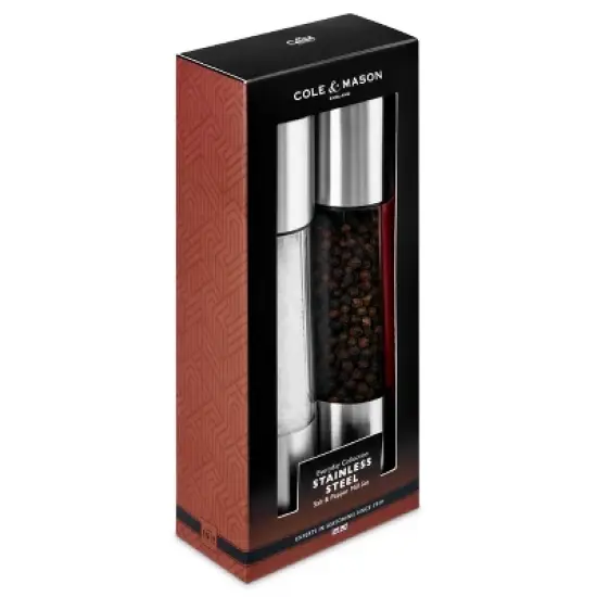 Cole & Mason 8" Stainless Steel Salt and Pepper Mill Set: Silver Spice Mills, Includes Black Peppercorn, Salt image {4}