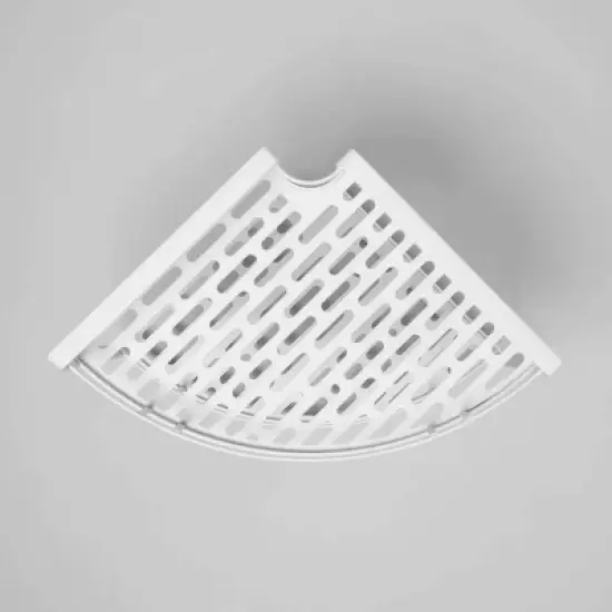 Punched Metal 2-Tier Corner Shelf White - Brightroom&trade;: Kitchen Storage Organizer, Iron Under Sink Shelf image {2}