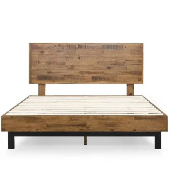 Tricia Wood Platform Bed Frame with Adjustable Headboard Brown - Zinus image {5}