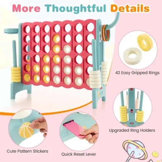 Costway Jumbo 4-to-Score 4 in A Row Giant Game Set with Stickers for Kids Adults Family Fun Red/Yellow image {4}