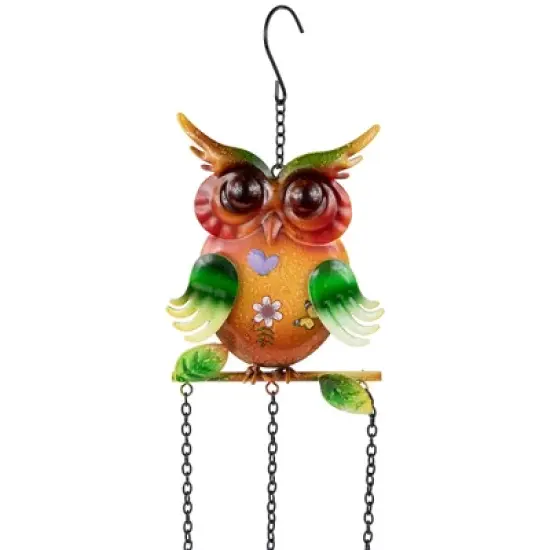 Northlight 10" Green Metal Owl Outdoor Garden Windchime image {1}