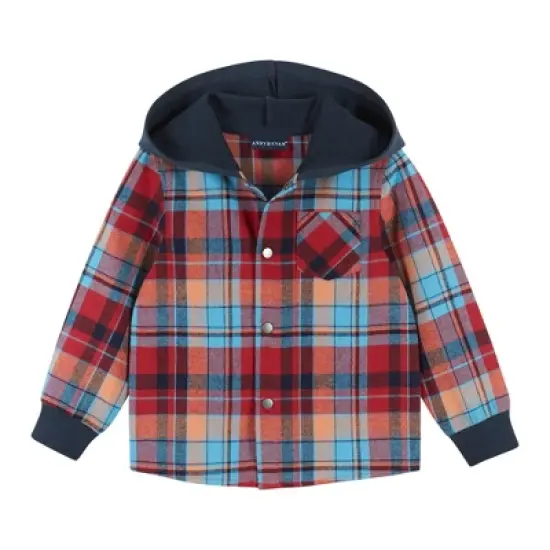 Andy & Evan  Infant  Boys Navy & Red Plaid Hooded Flannel Set image {2}