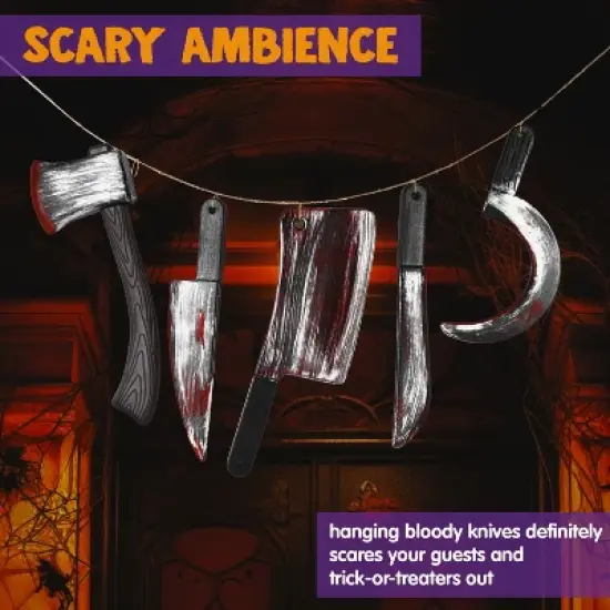 Joyfy 5 Pcs Halloween Fake Blood Weapon Props, Prop Knife Toy Haunted House Fake Knife, Halloween Indoor and Outdoor Decorations image {3}