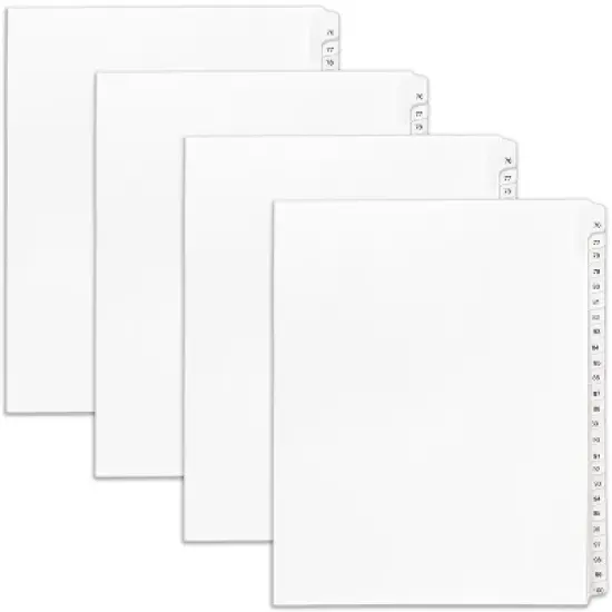 Avery Legal Exhibit Binder Dividers, Preprinted 76-100 Tab, Side Tabs, Unpunched Letter Size, 1 Set Collated, 4 Sets per Pack (01704) image {6}