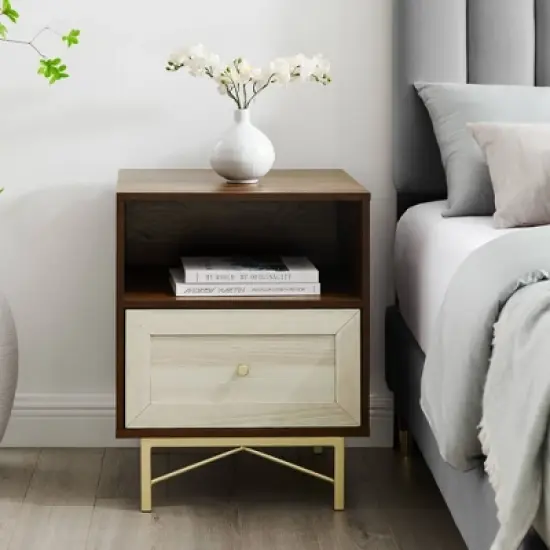 Jones Modern 1 Drawer Nightstand with Cubby - Saracina Home image {1}