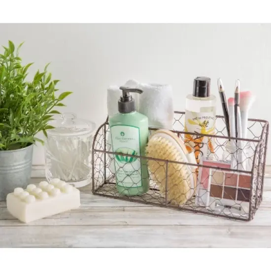 Design Imports Rustic Bronze Chicken Wire Metal Desktop Letter Holder image {3}