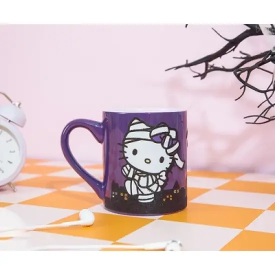 Silver Buffalo Sanrio Hello Kitty "Happy Halloween" Ceramic Glitter Mug | Holds 14 Ounces image {8}