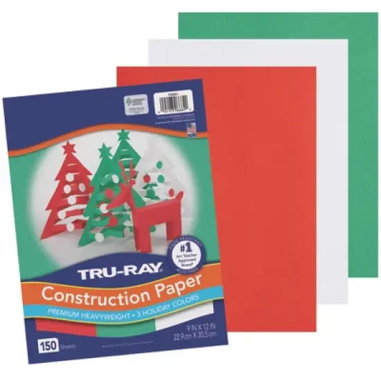 Tru-Ray&reg; Construction Paper, Heavyweight, Holiday Assortment, 9" x 12", 150 Sheets image {1}