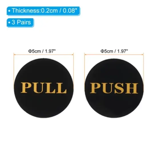 Unique Bargains Acrylic Self-Adhesive Decor Business Push Pull Door Signs 3 Pairs image {1}