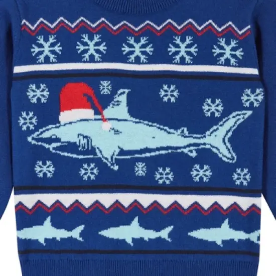 Andy & Evan  Infant  Boys Blue Shark Jacquard Holiday Sweater Set image {4}