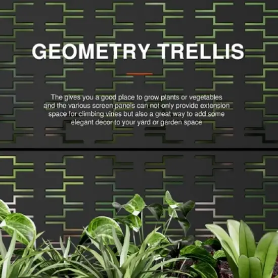 PexFix 72 in. x 35 in. Outdoor Metal Trellis with Planter Box in Bricks Pattern in Black image {6}