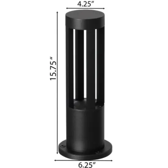 Round Black LED Garden Aluminum Light, Gardenized Decorative Outdoor Bollard Light for Garden, Pathway, and Driveway image {6}