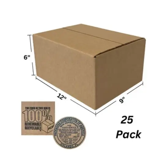 UOFFICE Pack of 25 Corrugated Boxes 12" x 9" x 6" - Shipping Boxes image {3}