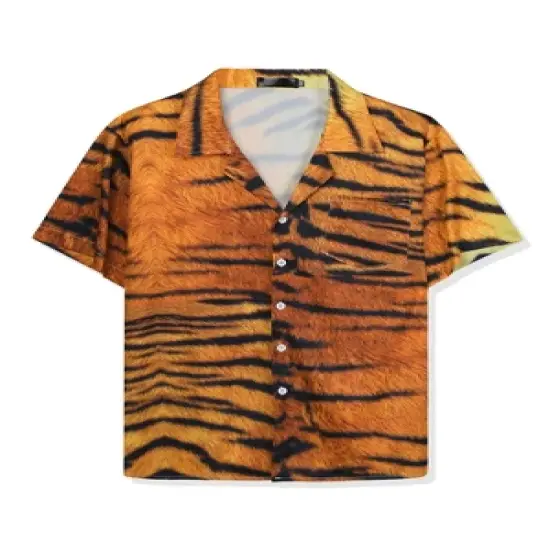 Lars Amadeus Men's Animal Print Shirt Short Sleeves Button Up Casual Print Shirts image {7}