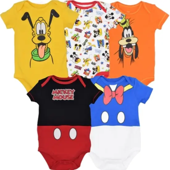 Disney Mickey Mouse Lion King Winnie the Pooh Pixar Toy Story Finding Nemo Baby 5 Pack Bodysuits Newborn to Infant image {10}