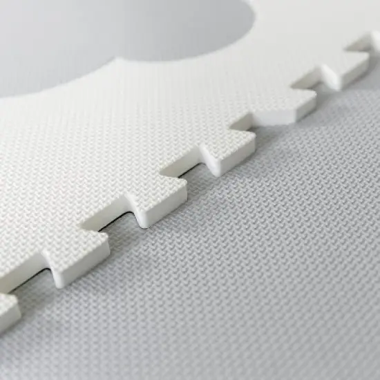 CHILDLIKE BEHAVIOR 61" x 61" Baby Crawling Play Mat With Interlocking Floor Tiles, X-Large Grey & White image {2}