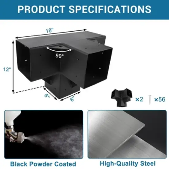 Pergola Brackets, 6''x6'' Pergola Kits - 4-Way Heavy Duty Corner Brackets for Wood Beams, Easy Assembly for Gazebos Patio Log Cabins image {1}