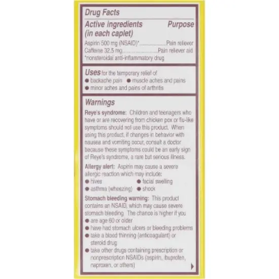 Bayer Aspirin Extra Strength Back & Body 500Mg Tablets 50 Ct image {2}