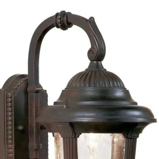 John Timberland Casa Sierra Rustic Vintage Outdoor Wall Light Fixtures Set of 2 Bronze Metal 14 1/2" Seeded Glass for Post Exterior Barn Deck House image {1}