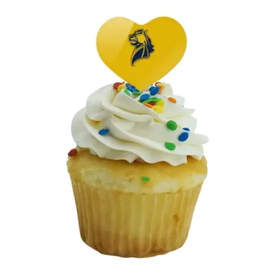 Central Oklahoma Secondary Logo Heart Love Cupcake Picks Toppers Decoration Set of 6 image {4}