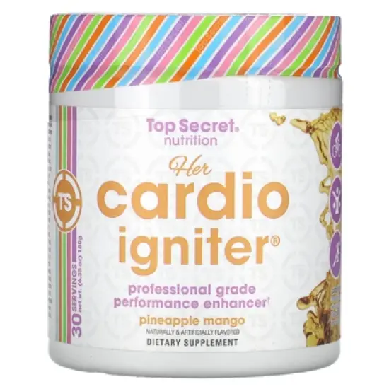 Top Secret Nutrition Her Cardio Igniter,  Professional Grade Performance Enhancer, Pineapple Mango, 6.35 oz (180 g) image {4}