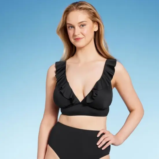 Women's Ruffle V-Neck Longline Triangle Bikini Top - Shade & Shore&trade; image {7}