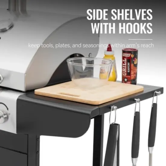 RoyalGourmet 2-Burner Gas and Charcoal Combo Grill ZH3002NTG Silver/Black image {5}