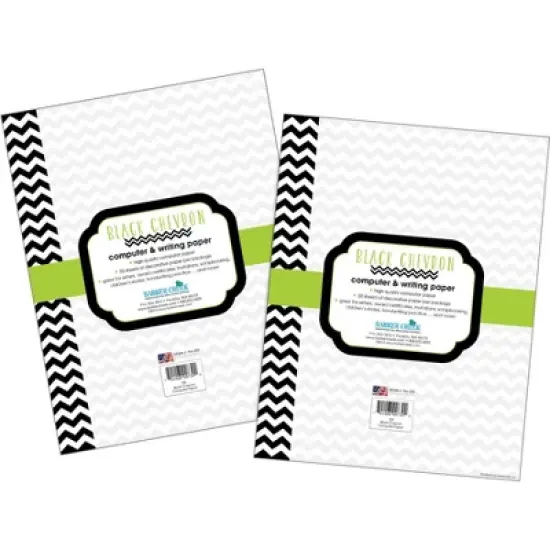 2pk Black Chevron Let's Write! Computer & Writing Paper - Barker Creek: Letter Writing Set, Writing Stationery, 8.5x11" image {1}