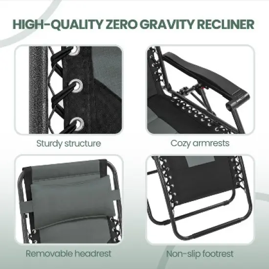 Yaheetech 2pcs 26in Padded Outdoor Zero Gravity Chair image {3}