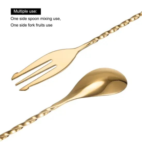 Unique Bargains Stainless Steel Long Handle Spiral Pattern Cocktail Bar Spoon image {2}