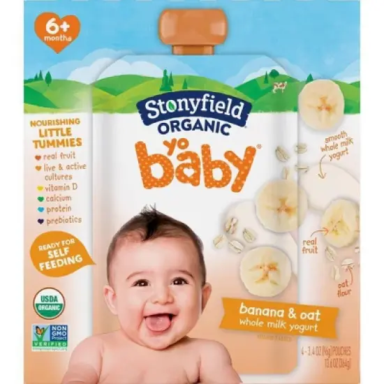 Stonyfield Organic YoBaby Whole Milk Yogurt - 4ct/3.4oz Pouches image {8}