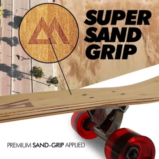 Magneto 44 inch Kicktail Cruiser Longboard Skateboard | Bamboo and Hard Maple Deck | Made for Adults, Teens (Red) image {2}