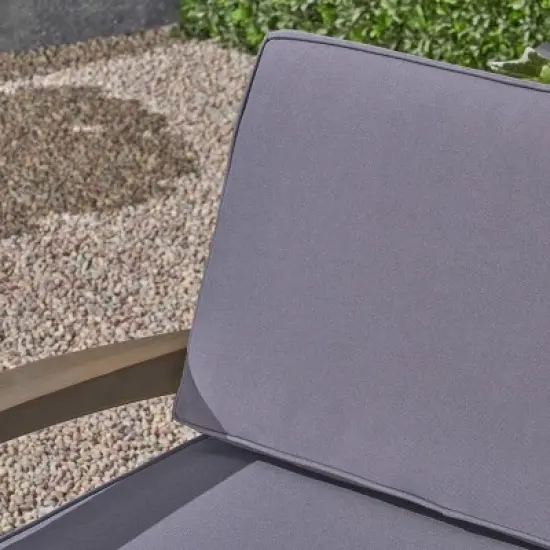 Grenada 2pc Acacia Wood Patio Chat Set - Gray/Dark Gray - Christopher Knight Home image {2}