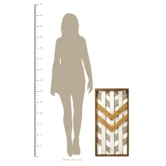 15.75 x 31 5" Framed Geometric Wood Wall Panel White/Gray - Stratton Home Decor image {4}