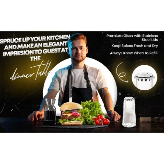 YBM Home 1.5 ounce Salt and Pepper Shakers with Stainless Steel Lid,2-Pack image {7}